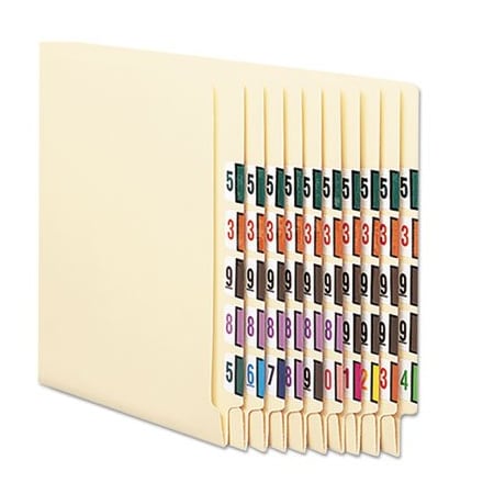 Smead Smead, NUMERICAL END TAB FILE FOLDER LABELS, 0-9, 1 X 1.25, WHITE, 10PK 67380